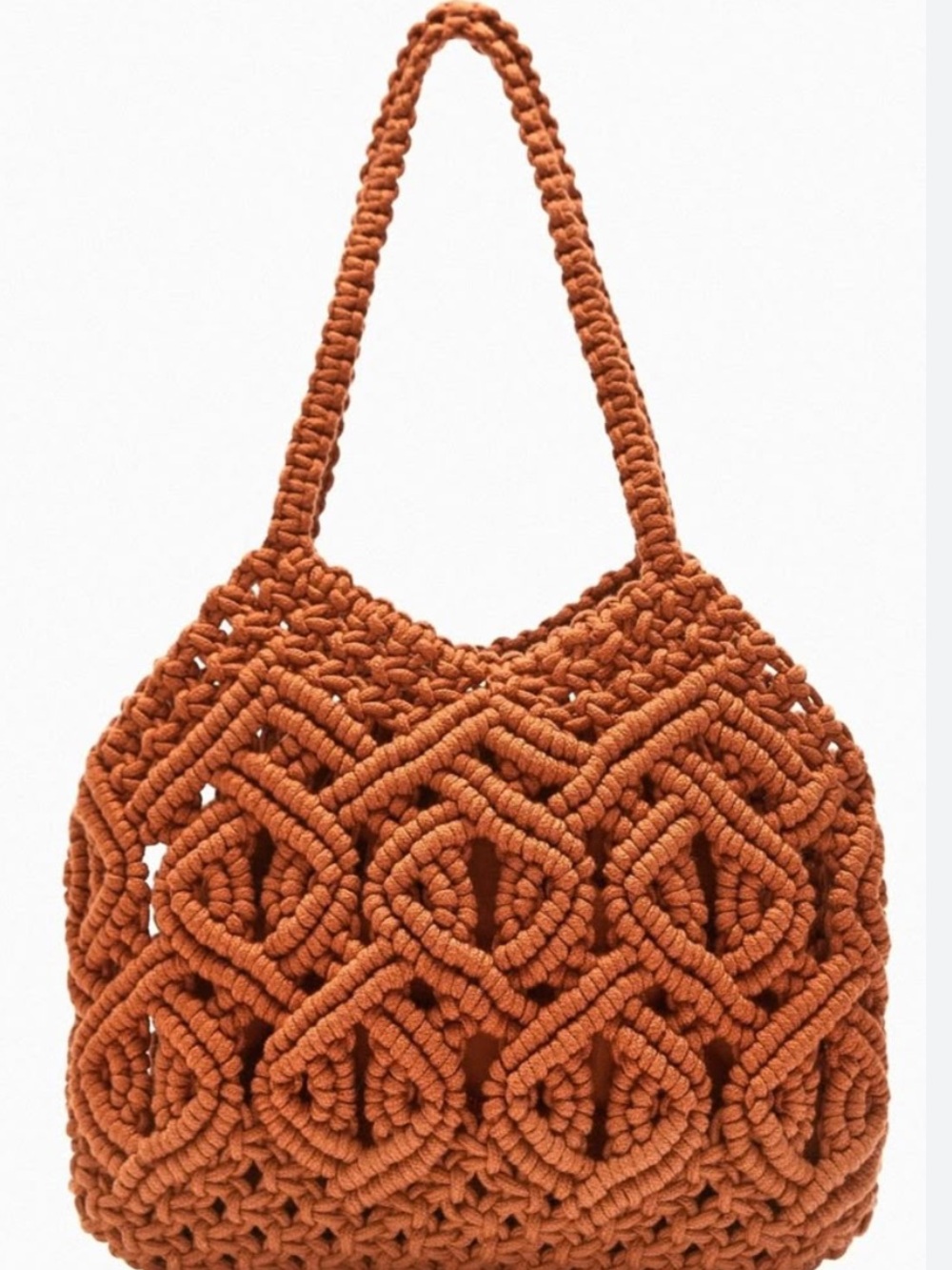 ZARA Terracotta Crochet Tote Bag - Women